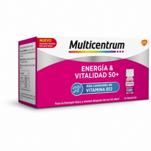 Multicentrum energia & vitalidad 50+ (15 frascos 7 ml sabor frambuesa)