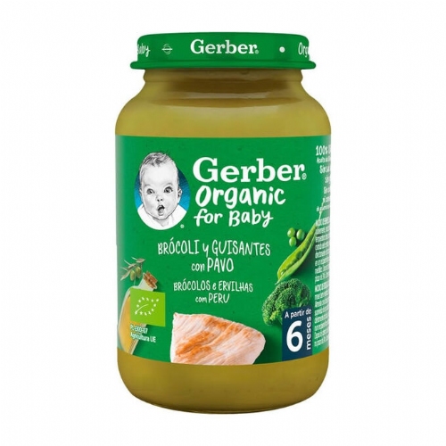 Gerber organic brocoli guisantes y pavo (1 tarrito 190 g)