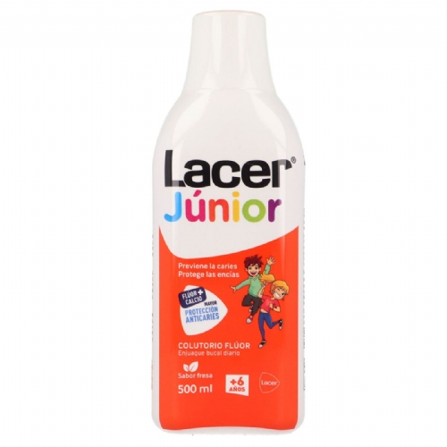 Fluor lacer junior enjuague bucal de uso diario  1 envase 500 ml sabor fresa